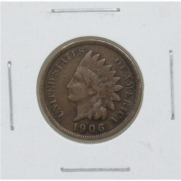 OLD 1906 USA INDIAN HEAD 1 CENT COIN, VF