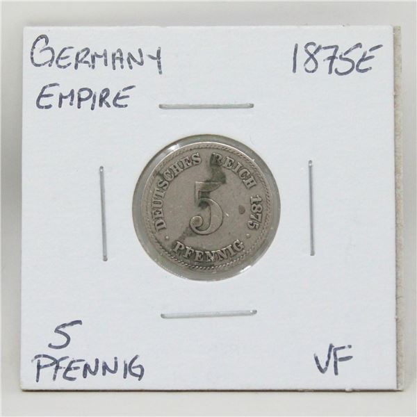 1875 E SILVER GERMANY 5 PFENNIG COIN