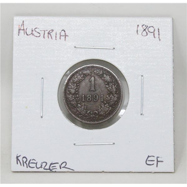 1891 SILVER GERMANY 1 KREUZER COIN