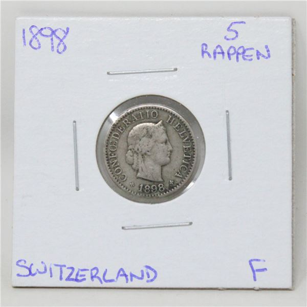 1898 SWISS 5 RAPPAN COIN