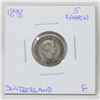 Image 1 : 1898 SWISS 5 RAPPAN COIN