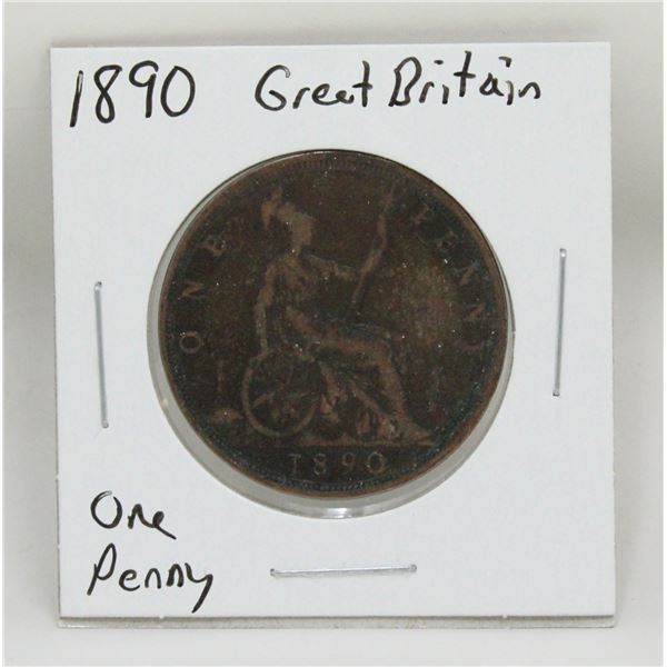 1890 GREAT BRITAIN  LARGE ONE PENNY COIN
