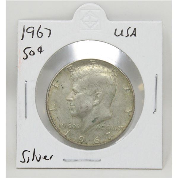 1967 SILVER USA KENNEDY HALF DOLLAR COIN