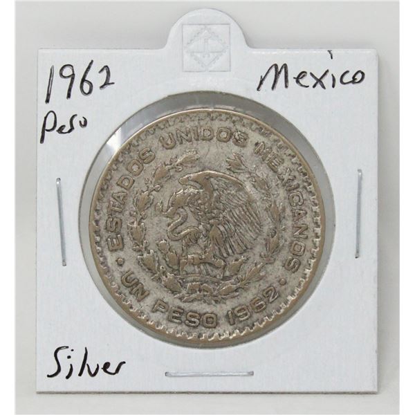 1962 SILVER MEXICO 1 PESO COIN