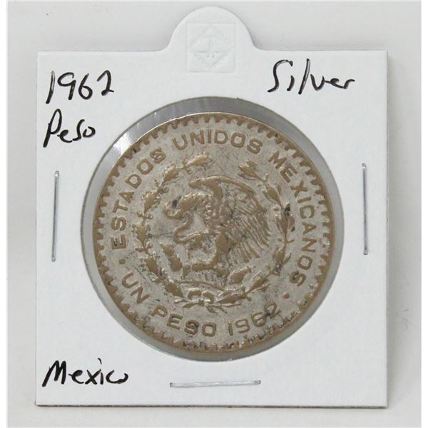 1962 SILVER MEXICO 1 PESO COIN