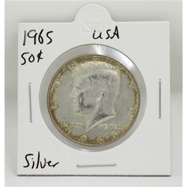 1965 SILVER USA KENNEDY HALF DOLLAR COIN