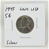 Image 1 : 1945P WWII SILVER USA 5 CENTS COIN