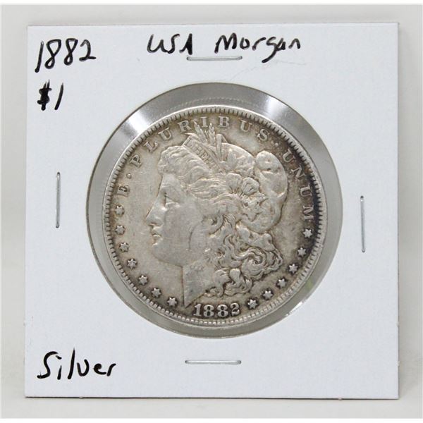 1882 SILVER USA MORGAN $1 DOLLAR COIN