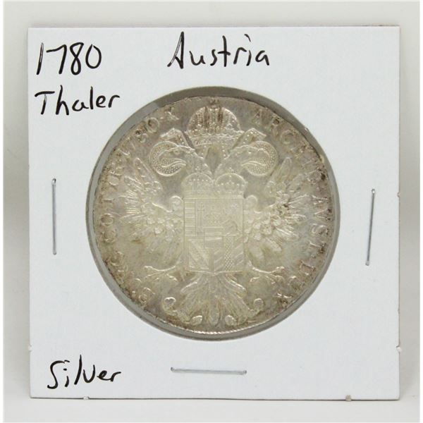 1780 SILVER AUSTRIA 1 THALER MARIA THERESA COIN