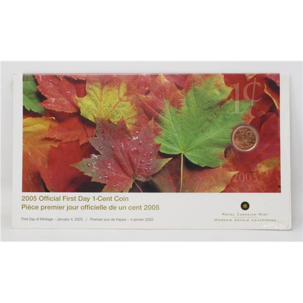 2005 CANADA OFFICIAL 1RST DAY ISSUE 5 CENTS COIN