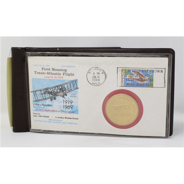 1969 ST. JOHNS NFLD MEDAL AND STAMPS 1RST COVER