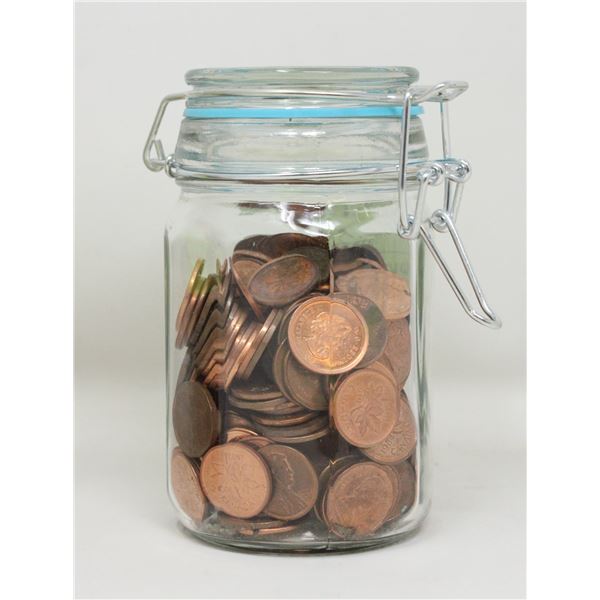 OLD LOT OF CANADA & USA 1 CENT COINS IN JAR