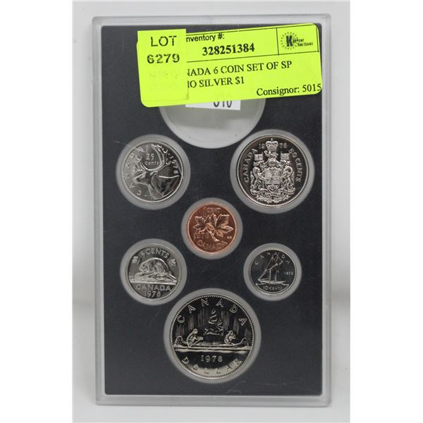 1978 CANADA 6 COIN SET OF SP COINS, NO SILVER $1