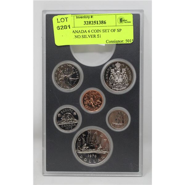 1979 CANADA 6 COIN SET OF SP COINS, NO SILVER $1