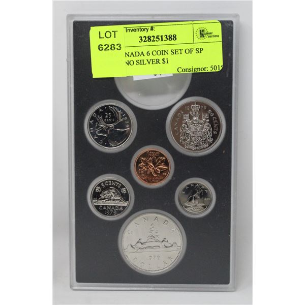 1979 CANADA 6 COIN SET OF SP COINS, NO SILVER $1