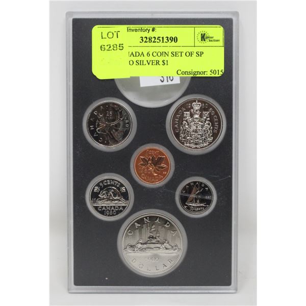 1980 CANADA 6 COIN SET OF SP COINS, NO SILVER $1