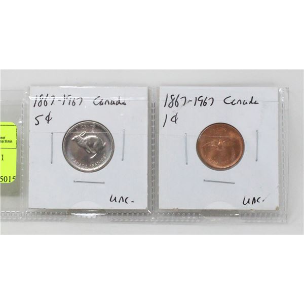 1867-1967 CANTENNIAL CANADA 1 CENT COINS