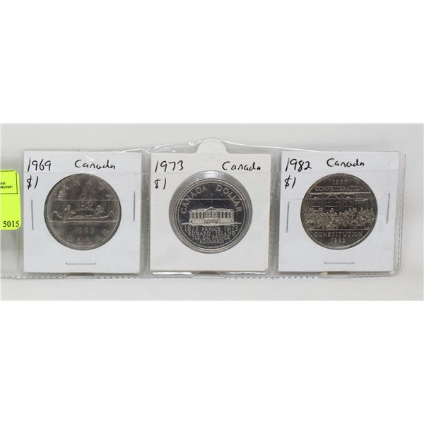 1973, 1973 $ 1982 OLD CANADA $1 DOLLAR COINS