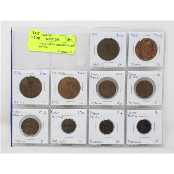 1901-1968 x10 GREAT BRITAIN PENNY HALF PENNIES
