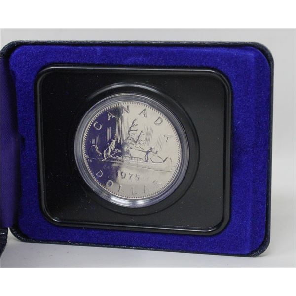 1975 CANADA CASED NICKEL $1 COIN, SPECIMEN FINISH