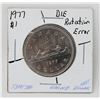 Image 1 : 1977 DIE ROTATION ERRO CANADA $1 DOLLAR COIN, UNC