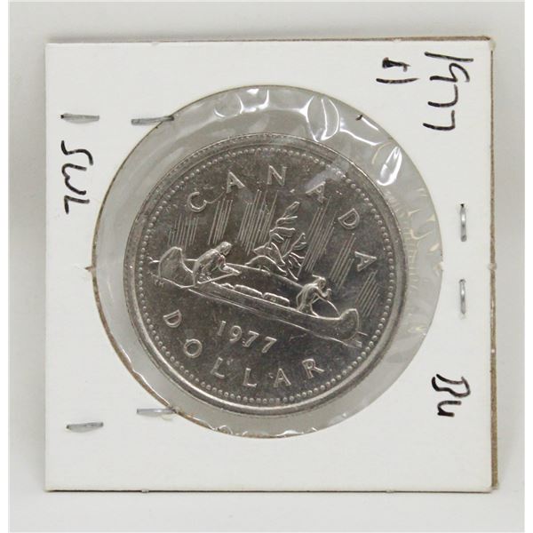 1977 SHORT WATER LINE CANADA $1 DOLLAR COIN UNC.