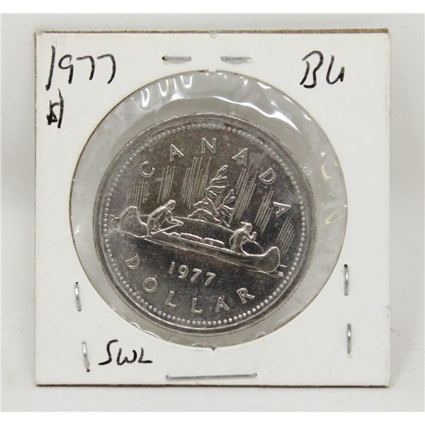 1977 SHORT WATER LINE CANADA $1 DOLLAR COIN UNC.