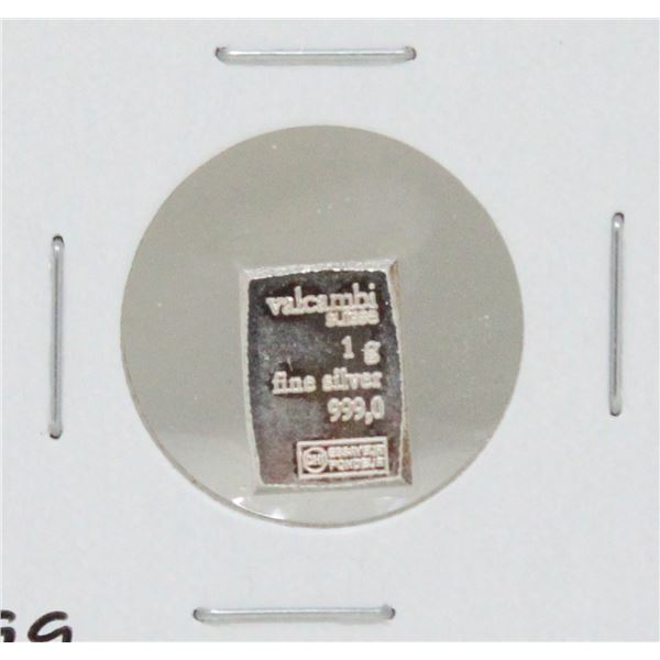 VALCAMBI SUISSE .999 FINE SILVER 1 GRAM BAR