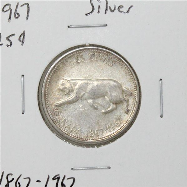 1867-1967 SILVER CANADA CENTENNIAL 25 CENTS COIN