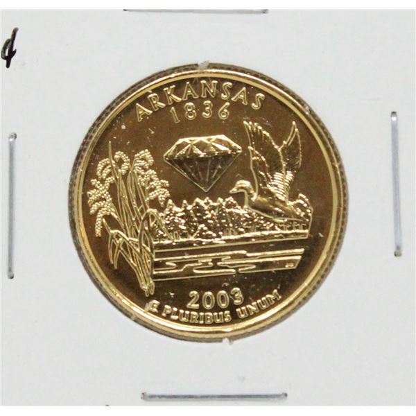 2003 GOLD PLATED USA ARKANSA 25 CENTS COIN