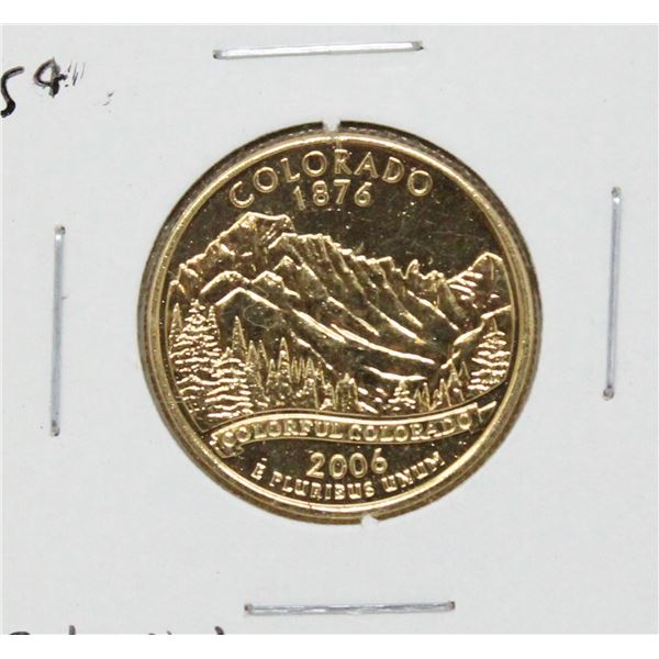2003 GOLD PLATED USA COLORADO 25 CENTS COIN