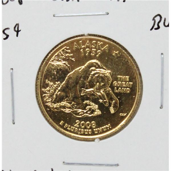 2003 GOLD PLATED USA ALASKA 25 CENTS COIN