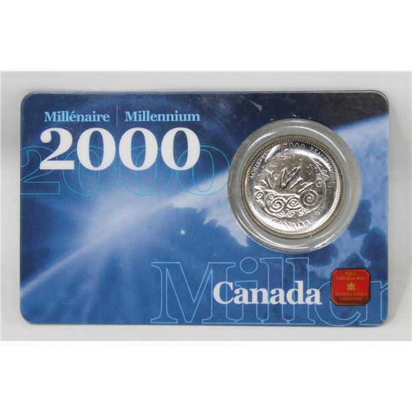 2000 ACHIEVMENT MILLENIUM 25c COIN IN CARD
