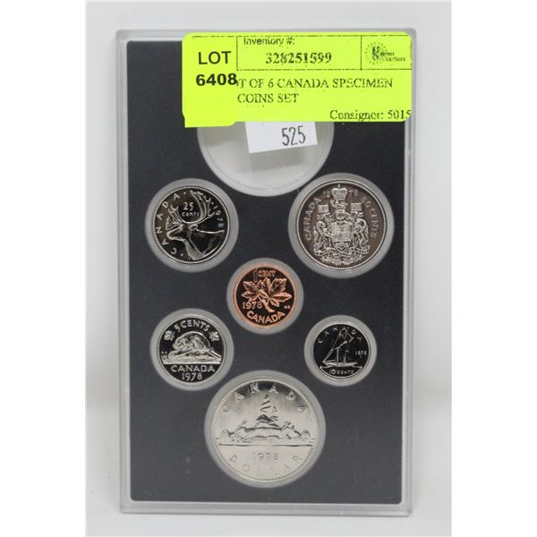 1978 LOT OF 6 CANADA SPECIMEN FINISH COINS SET