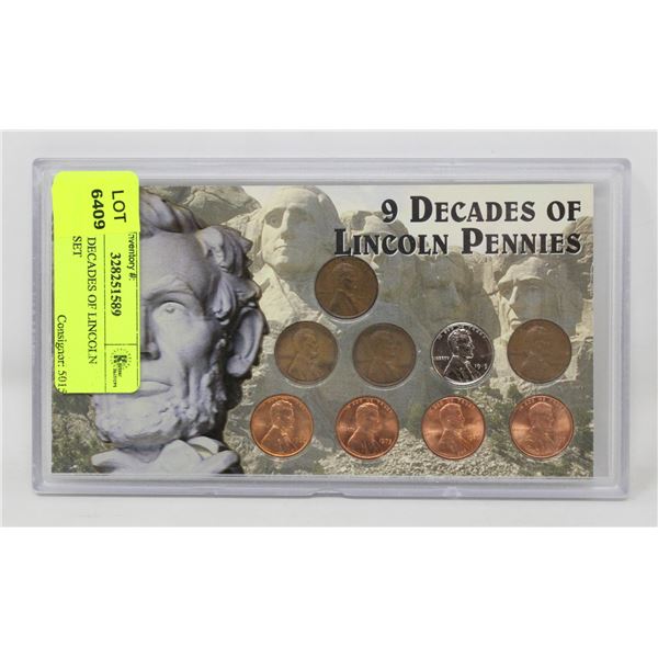 LOT OF 9 DECADES OF LINCOLN PENNIES SET