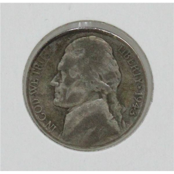 1943 S SILVER WWII USA 5 CENTS COIN, CIRCULATED