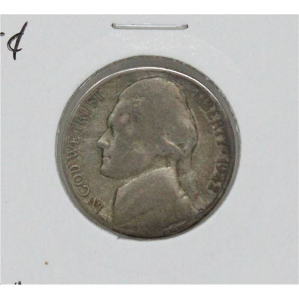 1942 S SILVER WWII USA 5 CENTS COIN, CIRCULATED