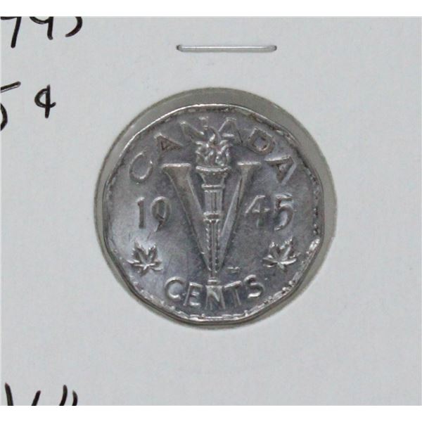 1945 WWII CANADA CHROME PLATED VICTORY 5 CENTS
