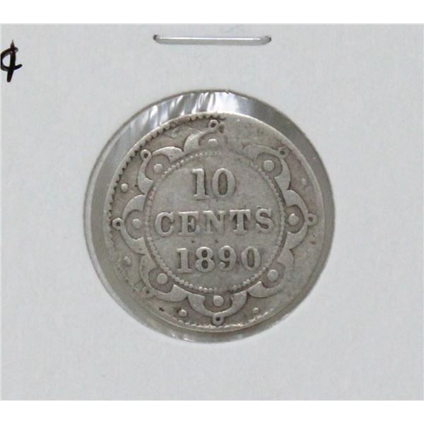 1890 SILVER NEWFOUNDLAND 10 CENTS COIN