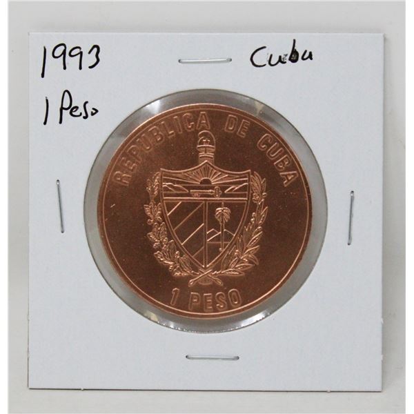 1993 REPUBLIC OF CUBA LARGE 1 PESO COMMEM. COIN