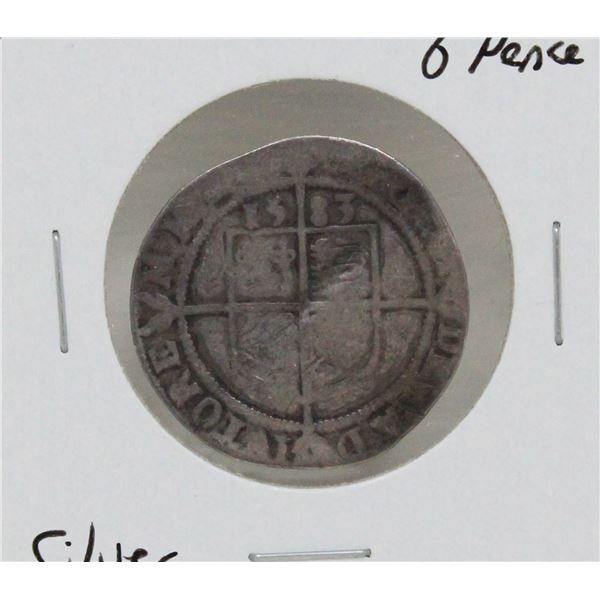 1583 SILVER GREAT BRITAIN 6 PENCE COIN,