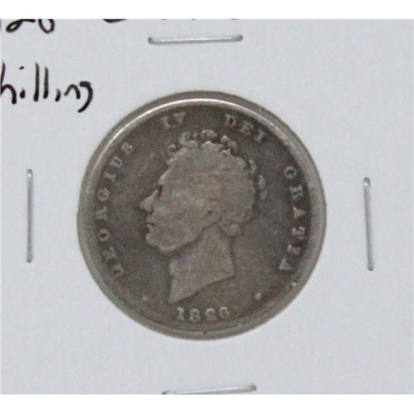 1826 SILVER GREAT BRITAIN 1 SHILLING COIN, CIRC.