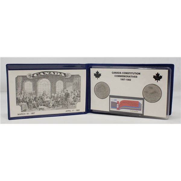 1982 CANADA LOT OF 2 VARIOUS $1 COIN SET & STAMP