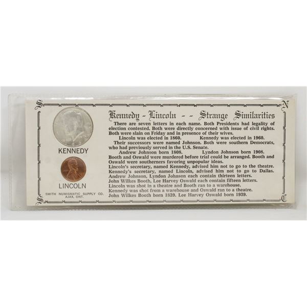 1964 SILVER USA KENNEDY HALF & 1c COIN SET, BU