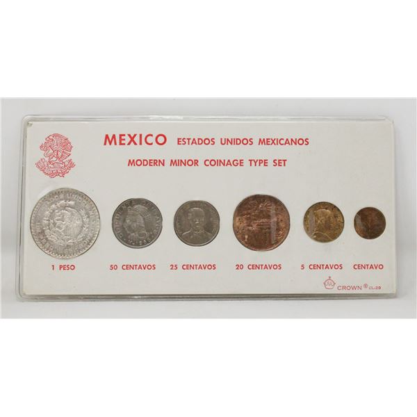 1965 SILVER 1 PESO MEXICO 6 COIN SET, BU