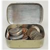 Image 1 : ESTATE TIN BOX OF VARIOUS JEWELRY & COINS ETC.