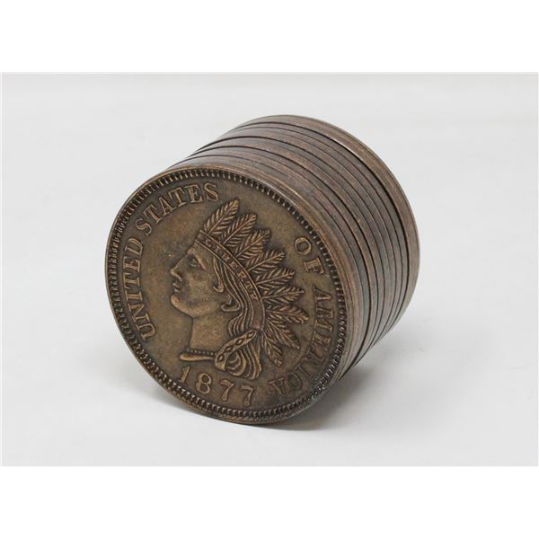 UNIQUE 1877 USA INDIAN HEAD 1c METAL COIN BANK