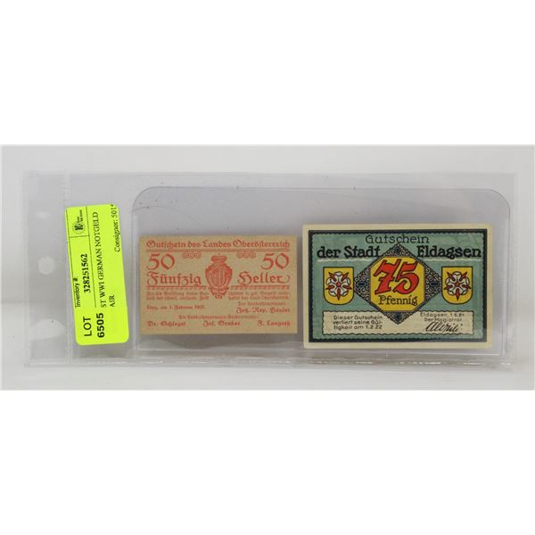 1921 POST WWI GERMAN NOTGELD NOTE PAIR