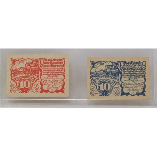 1921 POST WWI GERMAN NOTGELD NOTE PAIR