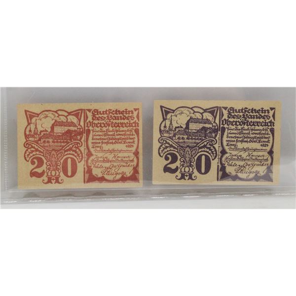 1921 POST WWI GERMAN NOTGELD NOTE PAIR